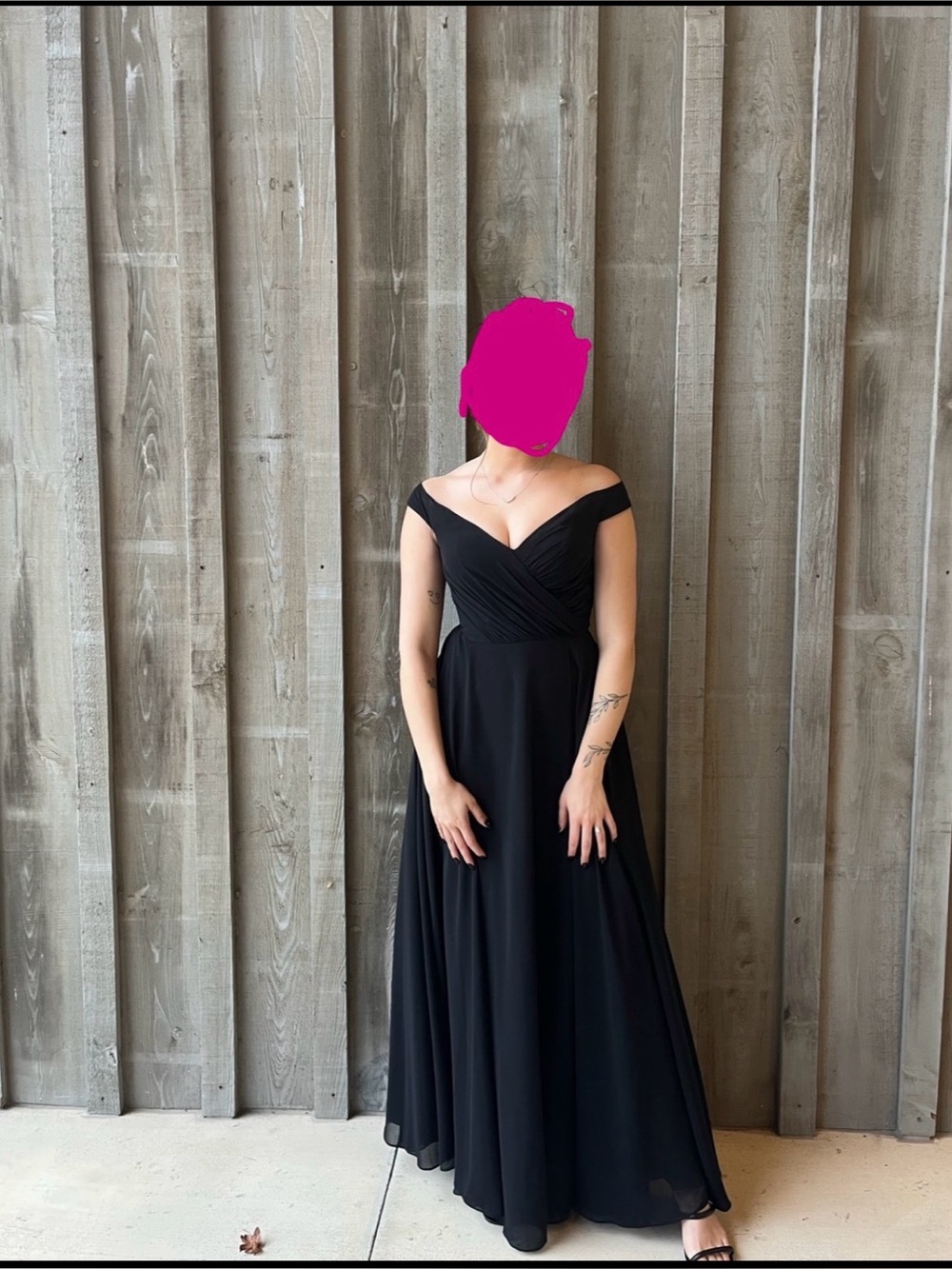 David’s Bridal Black Formal Off the Shoulder Gown size 2